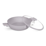 Kovácsolt alumínium Alacsony lábas fedővel 30 cm Indukciós tapadásmentes Berlinger Haus Taupe Collection