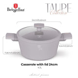 Kovácsolt alumínium lábas fedővel 28 cm Indukciós tapadásmentes Berlinger Haus Taupe Collection