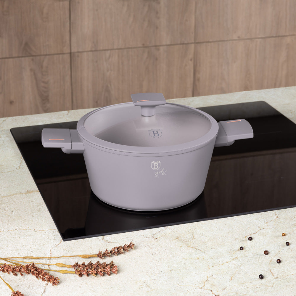 Kovácsolt alumínium lábas fedővel 30 cm Indukcióstapadásmentes Berlinger Haus Taupe Collection