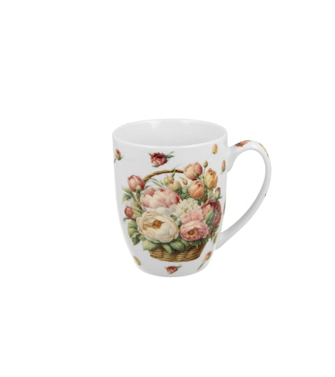 Porcelán virágos bögre rózsás dísztasakkal CROCUS
