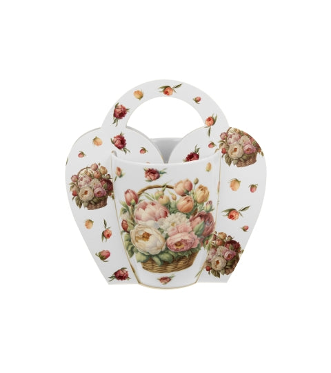 Porcelán virágos bögre rózsás dísztasakkal CROCUS