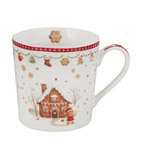Karácsonyi Porcelán bögre 360 ml fenyőfa díszcsomagolásban Gingerbread House