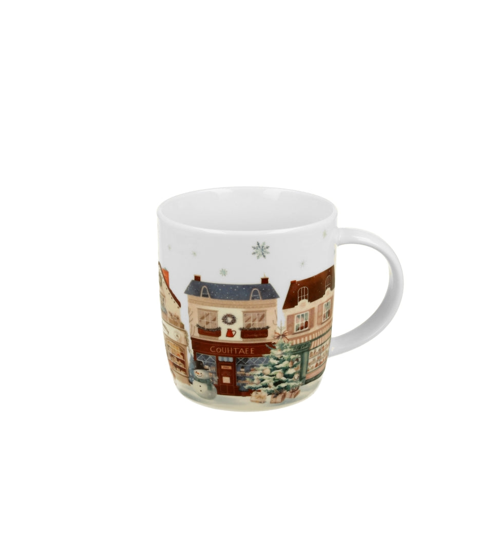 Karácsonyi Porcelán bögre 400 ml fenyőfa díszcsomagolásban Christmas City 2