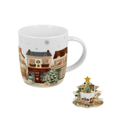 Karácsonyi Porcelán bögre 400 ml fenyőfa díszcsomagolásban Christmas City 2