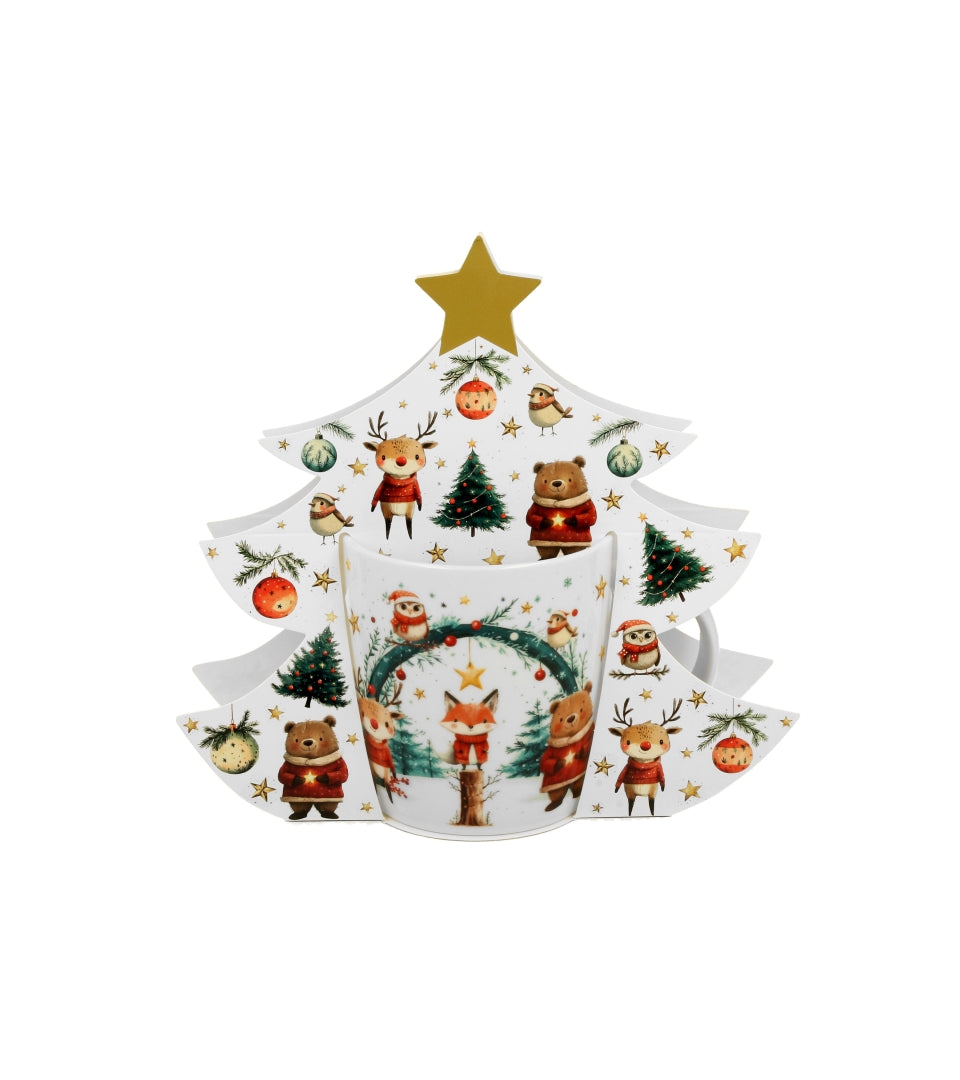 Karácsonyi porcelán bögre 400 ml fenyőfa díszcsomagolásban Christmas Cuties 2