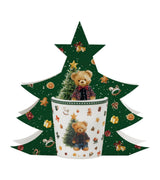 Karácsonyi macis porcelán bögre 400 ml fenyőfa díszcsomagolásban