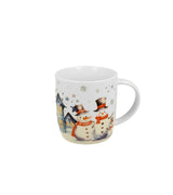 Karácsonyi hóemberes porcelán bögre házikó díszcsomagolásban Snowman