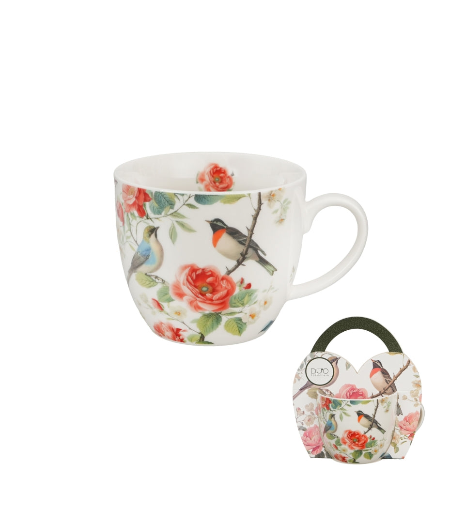 Porcelán madaras bögre 460 ml papír díszcsomagolásban April