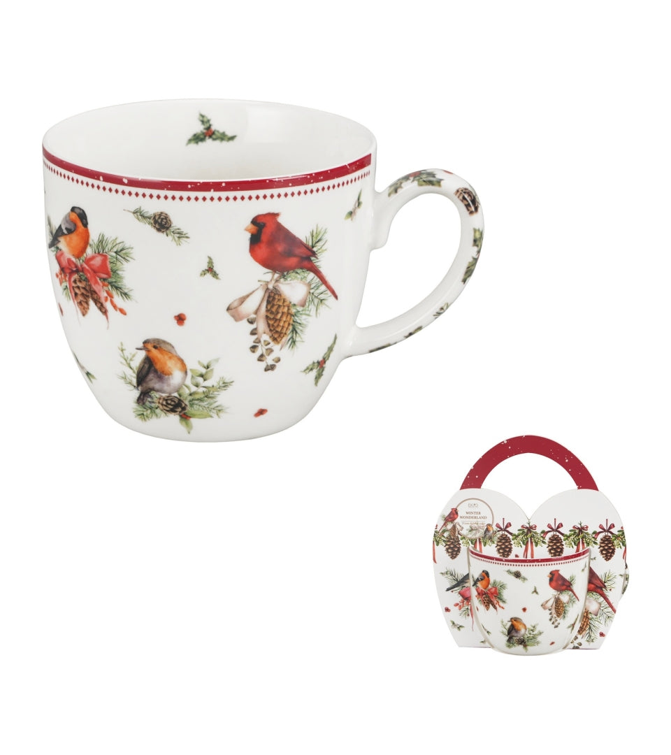 Karácsonyi madárkás porcelán bögre 460 ml díszcsomagolásban Birds of Winter