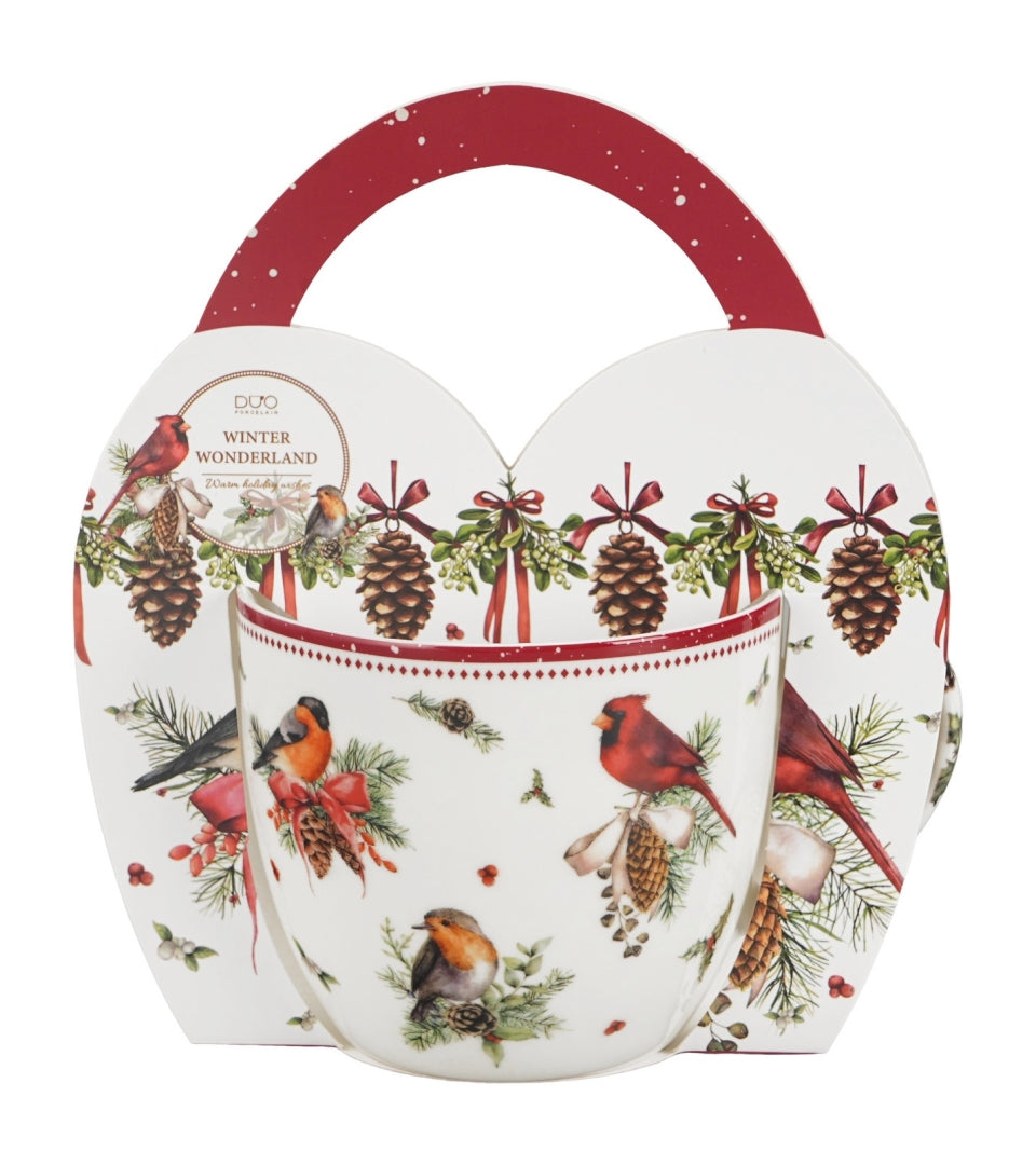 Karácsonyi madárkás porcelán bögre 460 ml díszcsomagolásban Birds of Winter