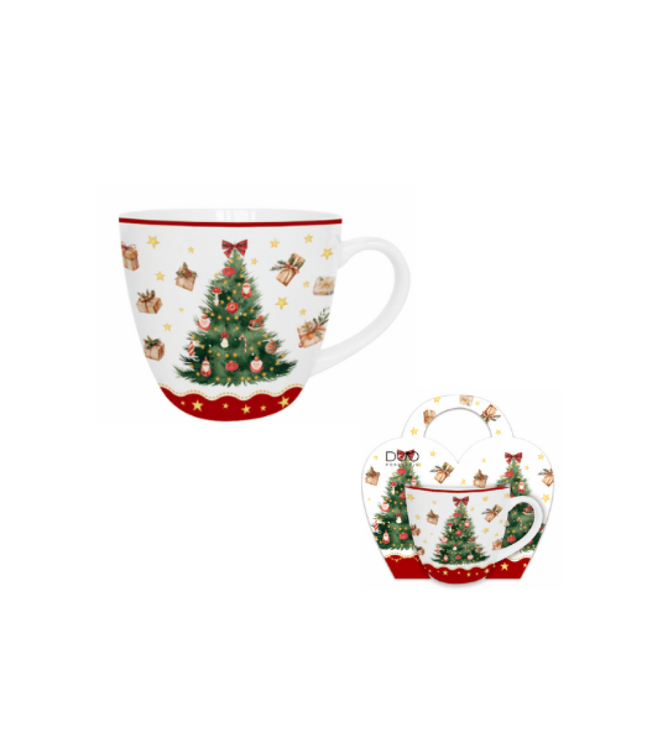 Karácsonyi fenyőfás porcelán bögre 460 ml díszcsomagolásban Christmas Tree 3