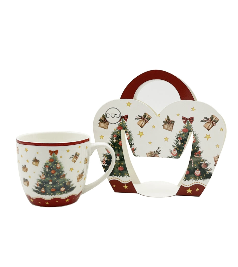 Karácsonyi fenyőfás porcelán bögre 460 ml díszcsomagolásban Christmas Tree 3