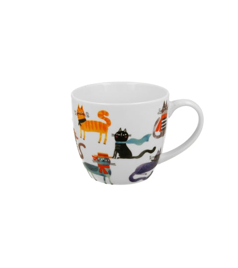 Cicás porcelán bögre 460 ml dísztasakkal Stylish Cats