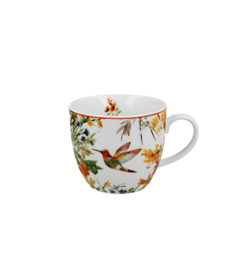 Porcelán bögre papír díszcsomaggal kolibri madaras Linnea