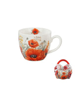 Porcelán pipacsos bögre 460 ml papír díszcsomagolásban