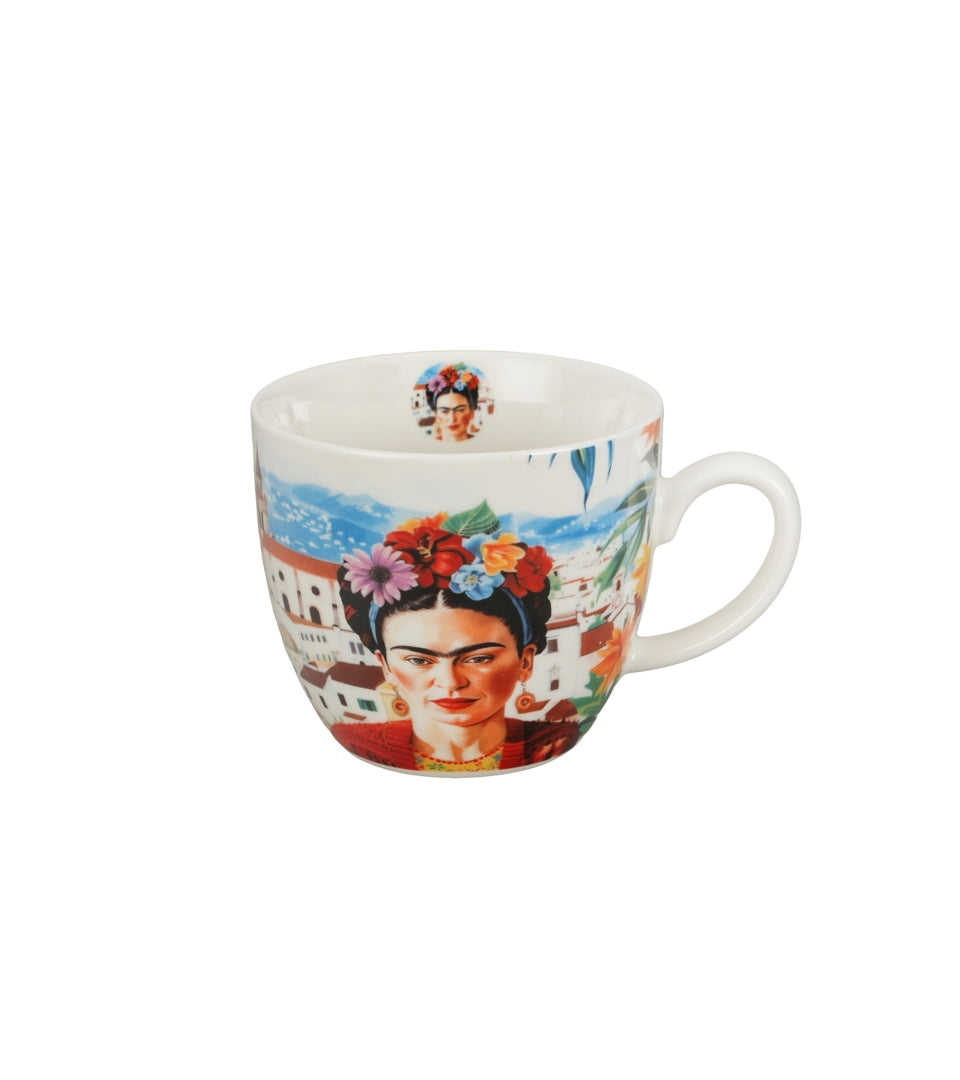 Porcelán bögre 460 ml dísztasakkal Mexican Art Red