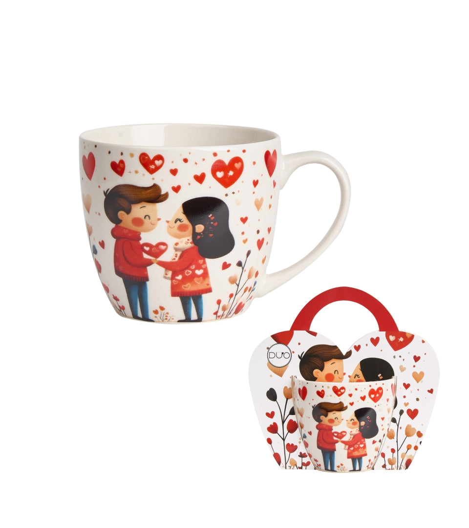 Valentin napi porcelán bögre papír dísztasakkal szerelmes pár 460 ml