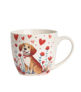 Valentin napi porcelán bögre papír dísztasakkal kutyás 460 ml