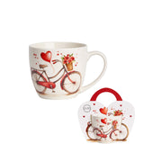 Valentin napi porcelán bögre papír dísztasakkal bicikli 460 ml