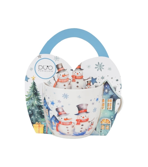 Karácsonyi hóemberes porcelán bögre 460 ml díszcsomagolásban Snowman