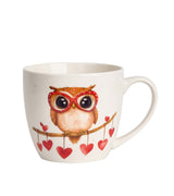 Valentin napi porcelán bögre papír dísztasakkal bagoly 460 ml