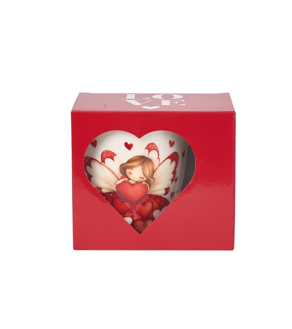 Valentin napi porcelán bögre díszdobozban szív alakú teaszűrővel 360 ml