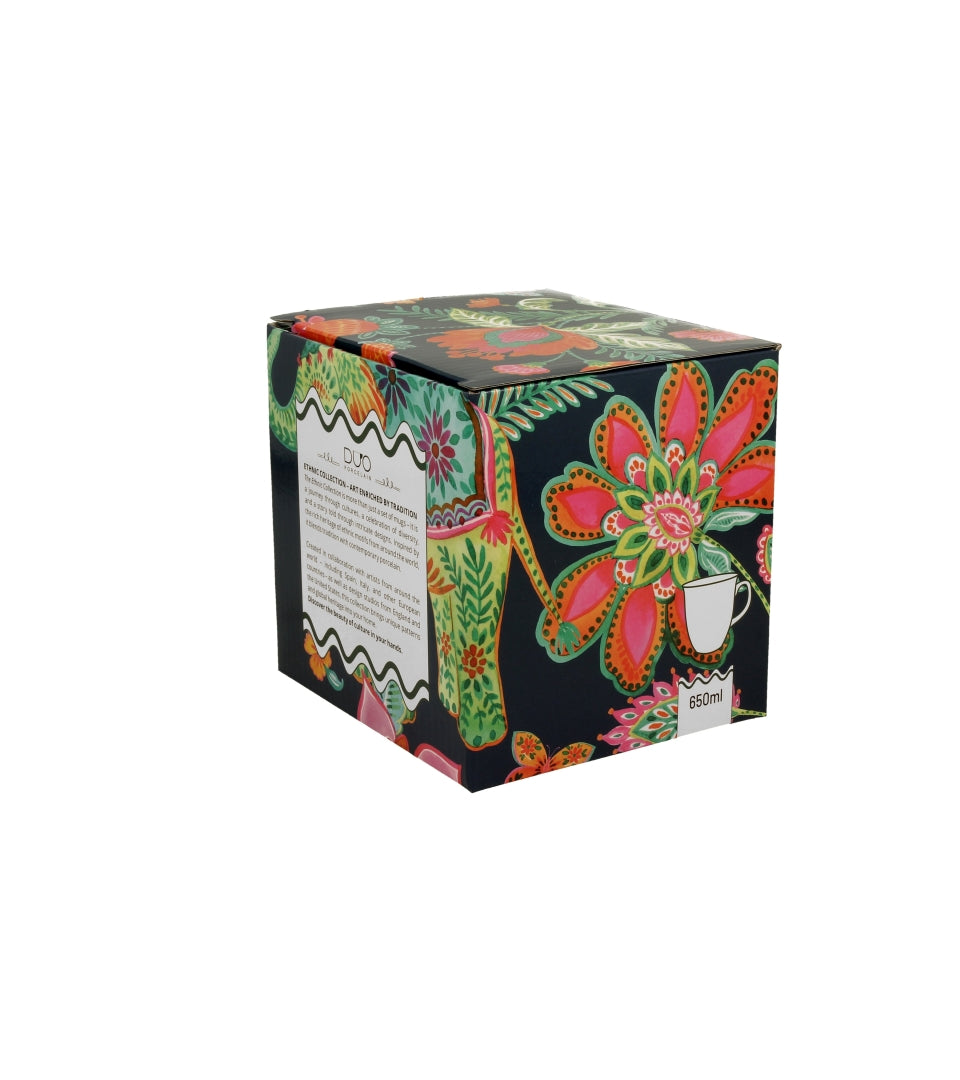 Porcelán bögre 650 ml díszdobozban elefánt minta