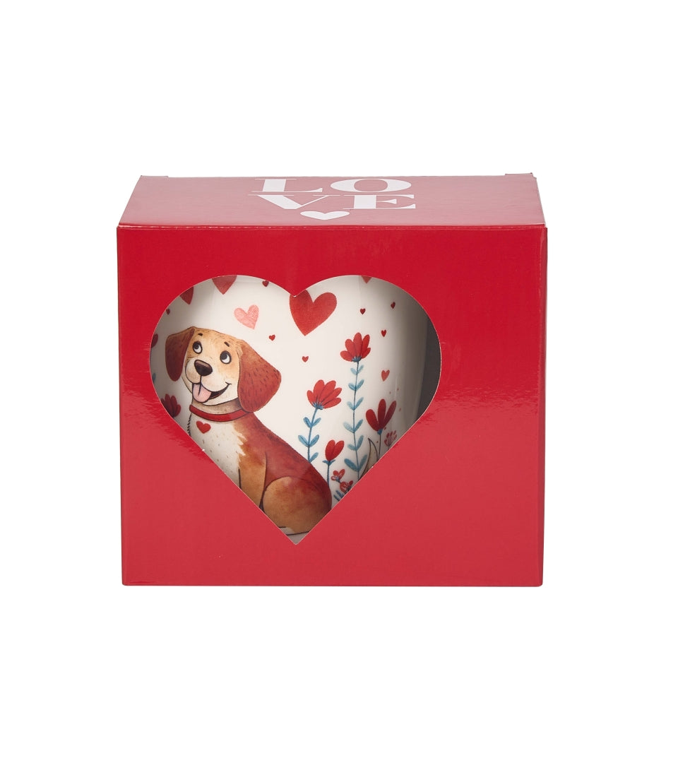 Valentin napi kutyás porcelán bögre díszdobozban 650 ml Dog