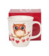 Valentin napi porcelán bögre bagoly díszdobozban 650 ml