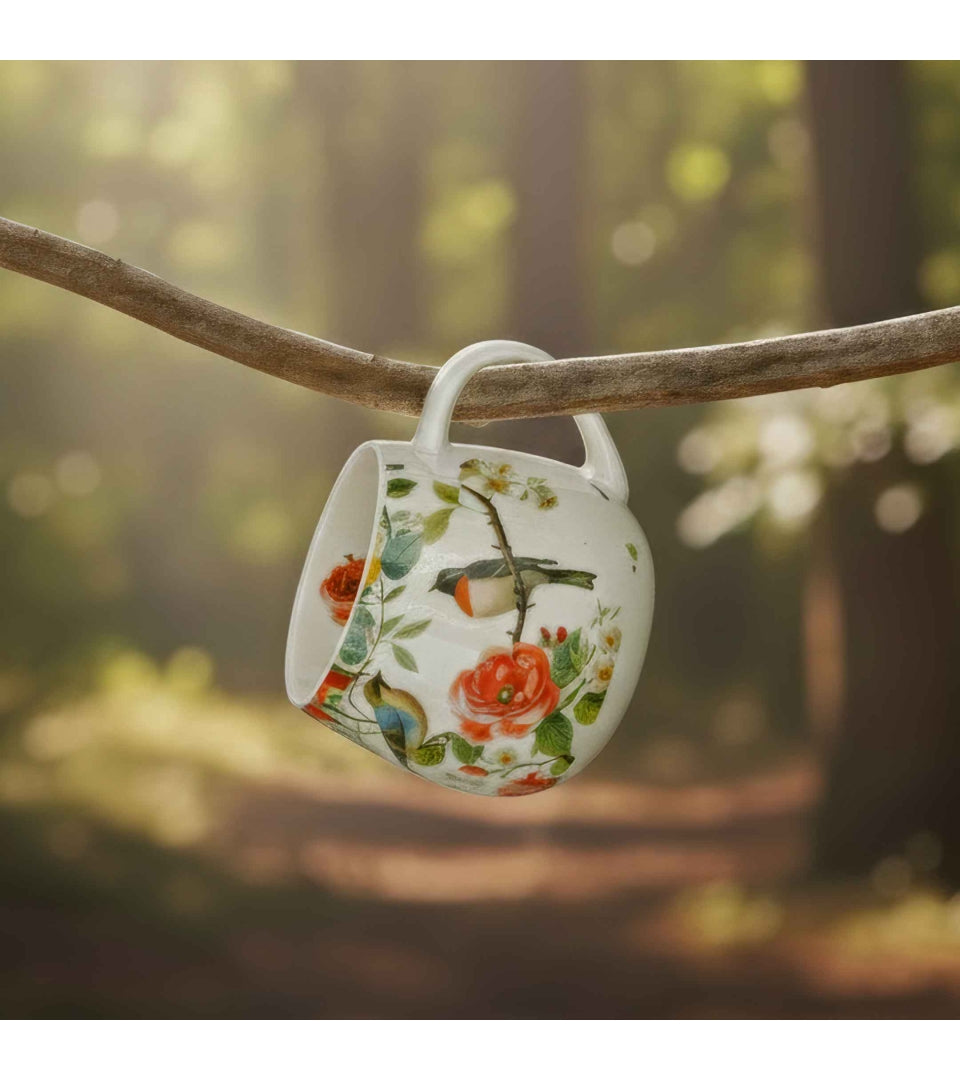 Porcelán madaras bögre 430 ml díszdobozban April