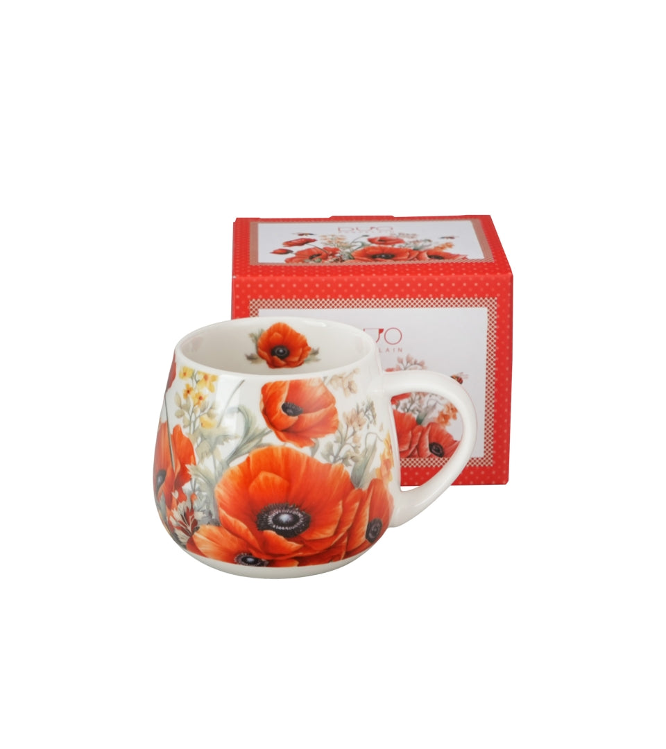 Porcelán bögre 430 ml díszdobozban pipacs minta