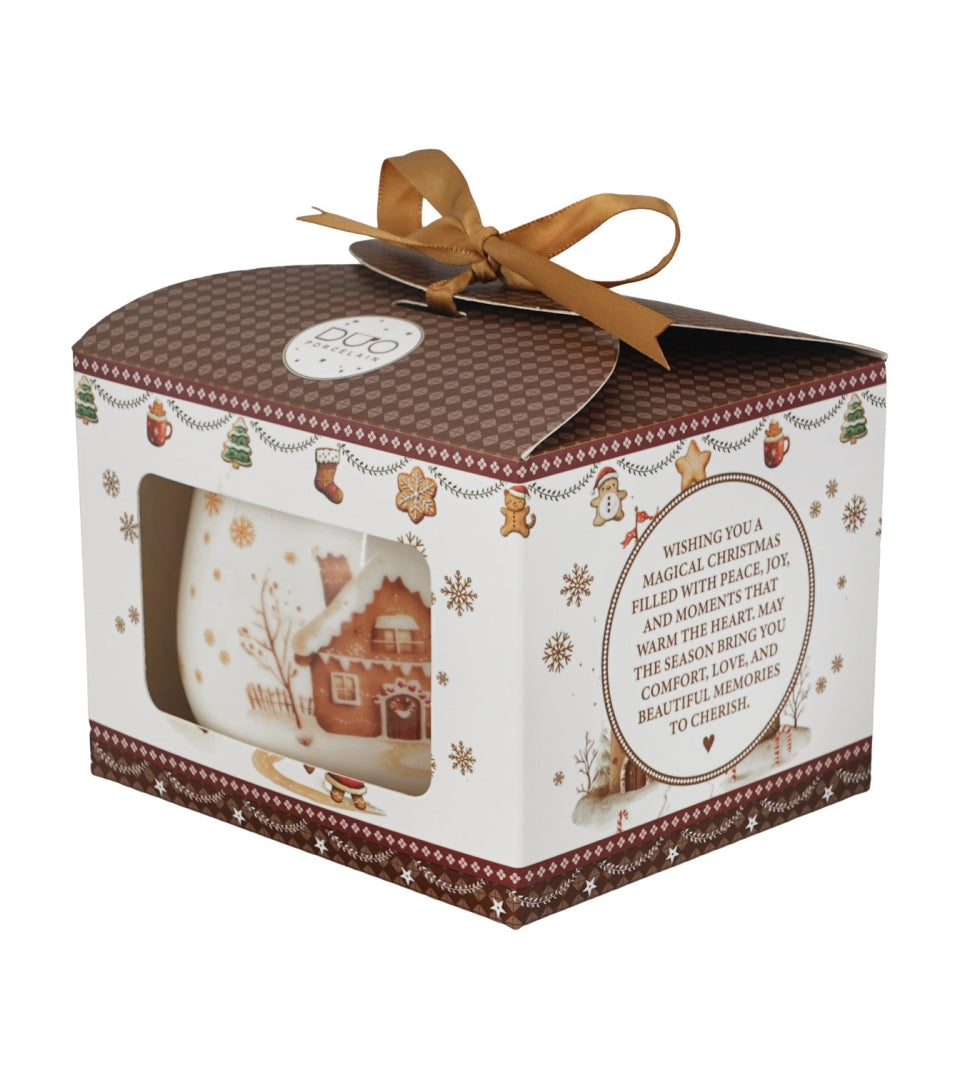 Karácsonyi Porcelán bögre 430 ml díszdobozban Gingerbread House