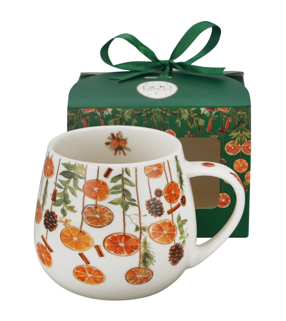 Karácsonyi Porcelán bögre 430 ml díszdozban Winter Fruits