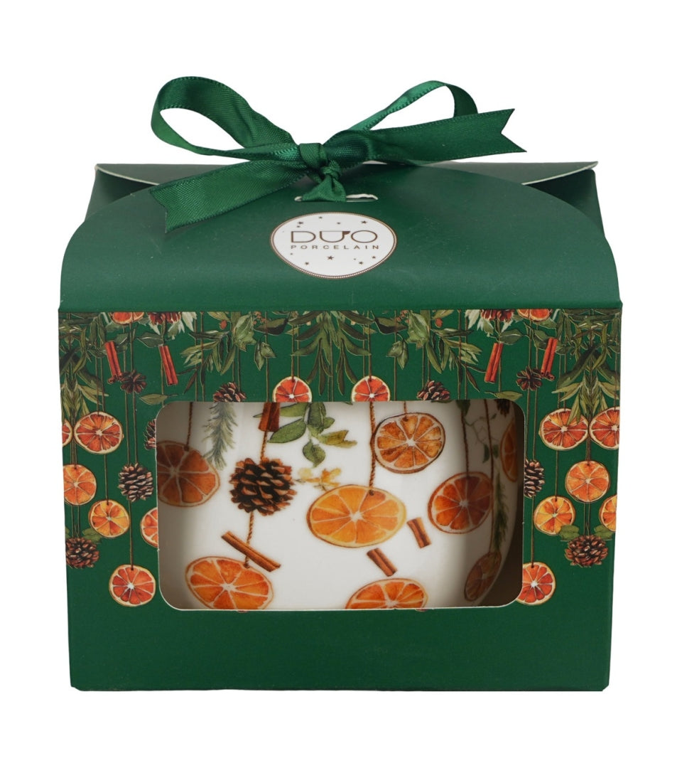 Karácsonyi Porcelán bögre 430 ml díszdozban Winter Fruits