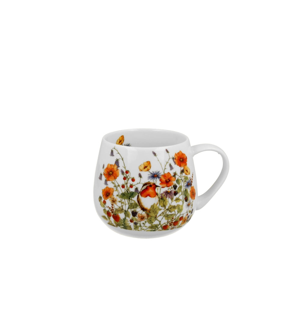 Porcelán bögre 430 ml tavaszi virágos madaras ajándék díszdobozban