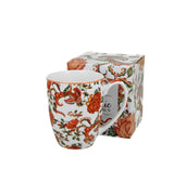 Porcelán bögre piros virág mintás 360 ml díszdobozban