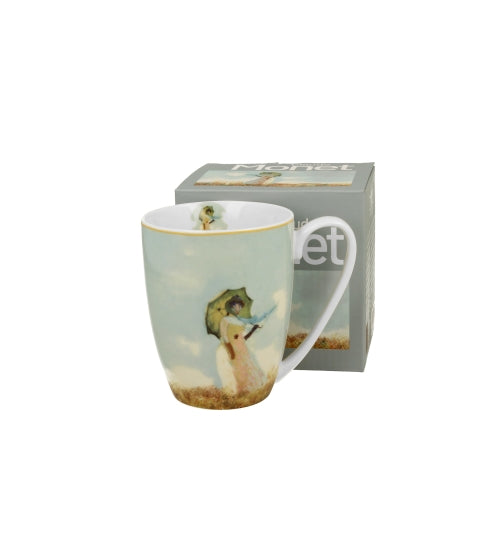 Porcelán bögre 360 ml dobozban Monet Hölgy esernyővel