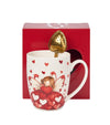 Valentin napi porcelán bögre díszdobozban szív alakú teaszűrővel 360 ml
