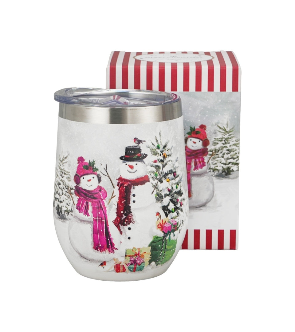 Hóemberes Karácsonyi rozsdamentes acél hőtartó termosz pohár 330 ml Snowman Smile