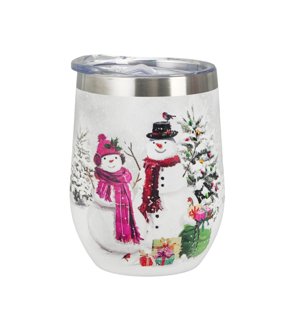 Hóemberes Karácsonyi rozsdamentes acél hőtartó termosz pohár 330 ml Snowman Smile