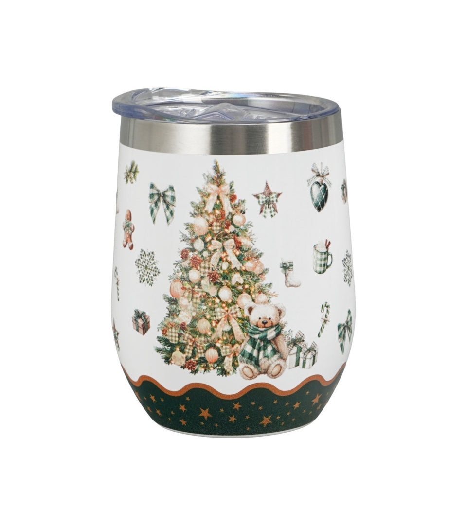 Karácsonyfás Rozsdamentes acél hőtartó termosz pohár 330 ml dobozban Tree Sparkle