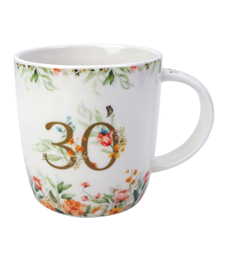 Porcelán bögre 400 ml papír díszcsomagolásban 30. születésnapra