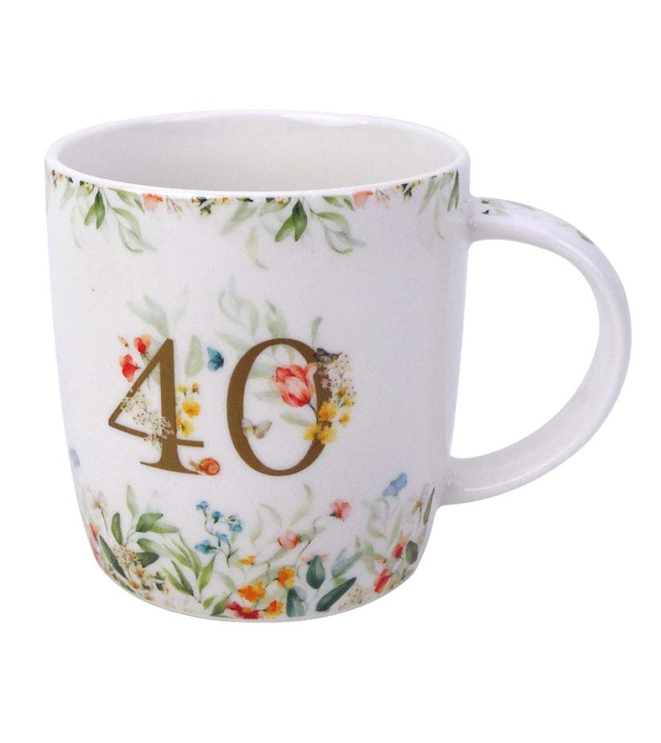 Porcelán ajándék bögre 400 ml díszddobozban 40. születésnap