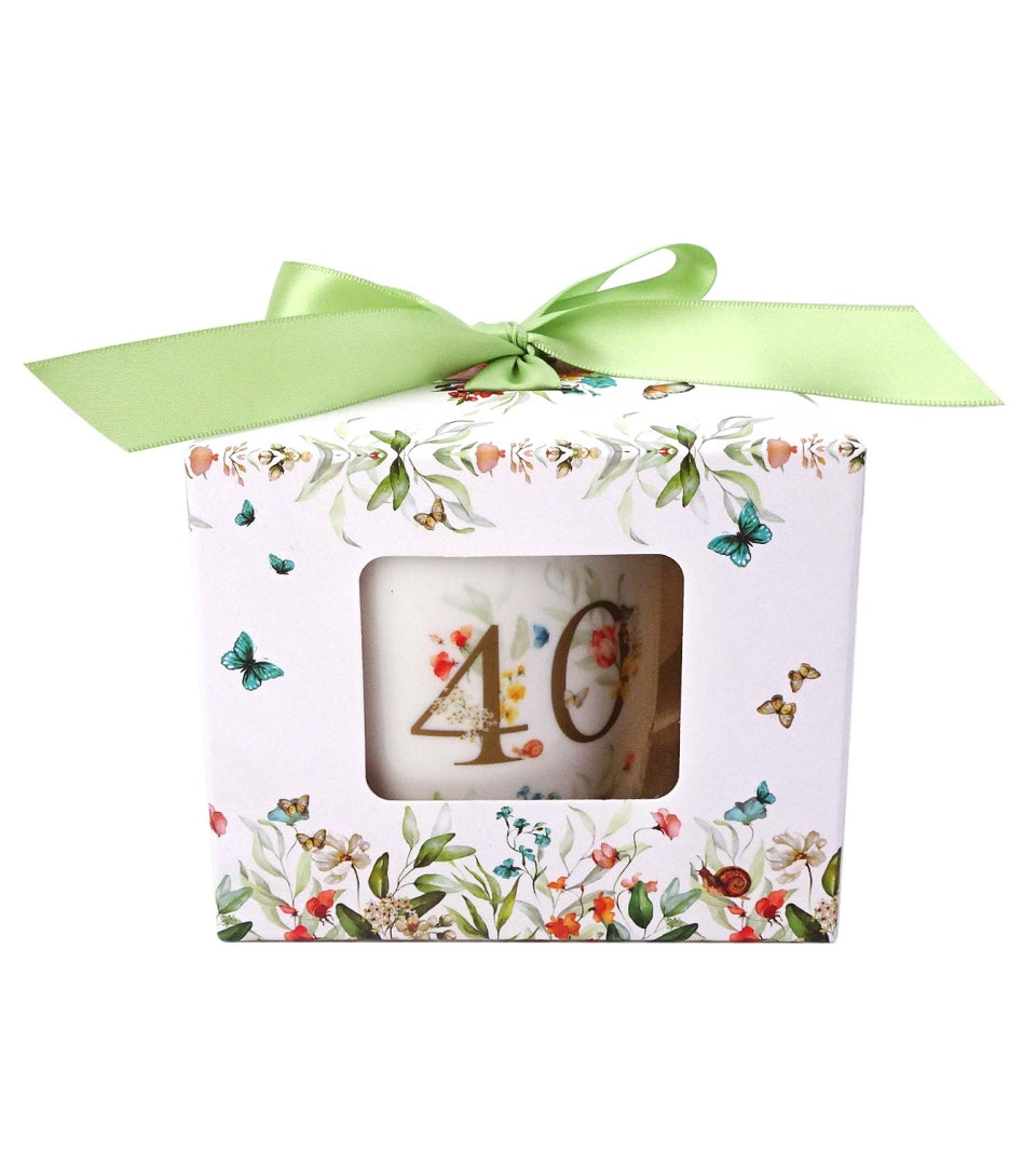 Porcelán ajándék bögre 400 ml díszddobozban 40. születésnap