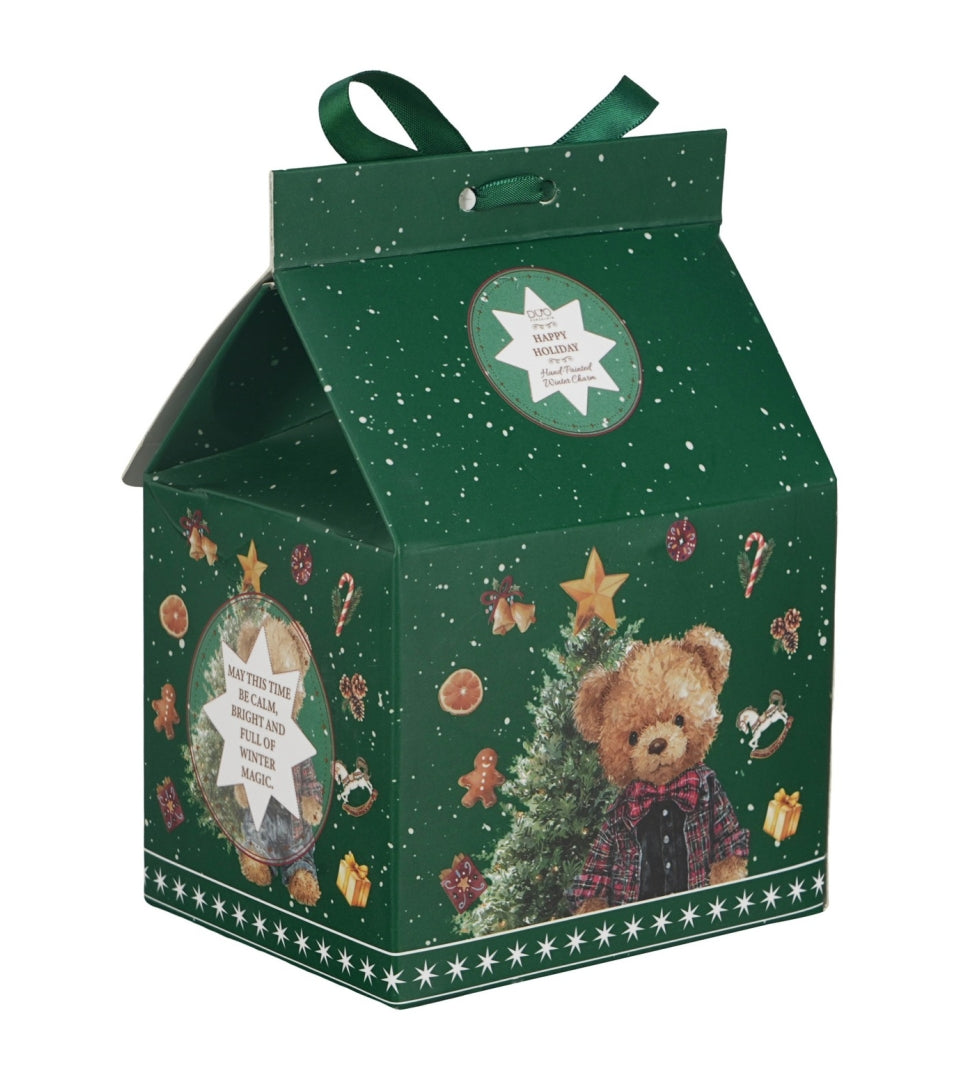 Karácsonyi macis porcelán bögre házikó díszcsomagolásban 360 ml dobozban Teddy Noel