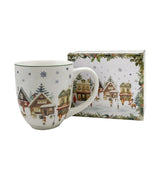 Karácsonyi porcelán nagy jumbo bögre díszdobozban Christmas Village 1000 ml