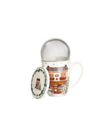 Karácsonyi Porcelán bögre fémszűrővel 360 ml díszdobozban Christmas City 2