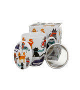 Cicás porcelán bögre tetővel fém szűrővel 360 ml
