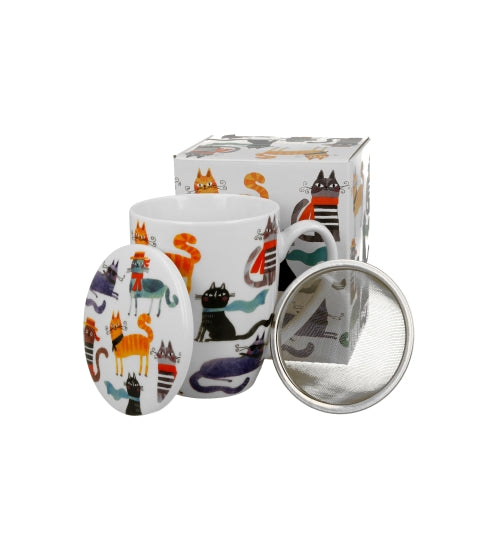 Cicás porcelán bögre tetővel fém szűrővel 360 ml