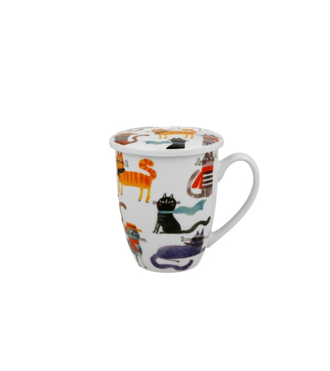 Cicás porcelán bögre tetővel fém szűrővel 360 ml